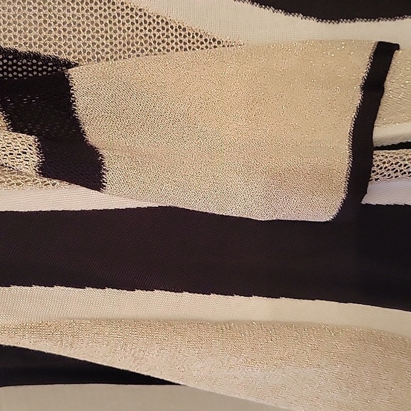 INC Womens XXL open front cardigan w/ metallic gold shimmer/ black and cream - Picture 4 of 6